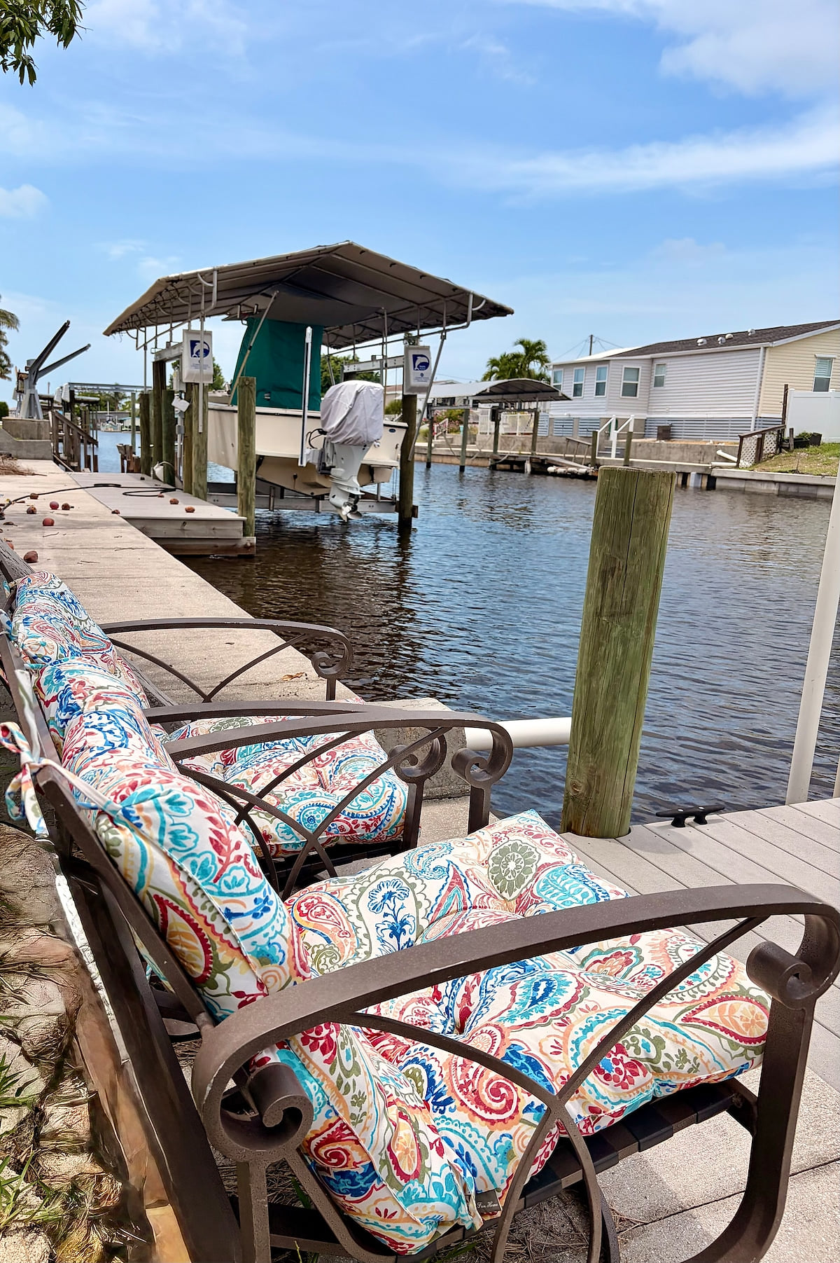 Our seating area in front of our dock