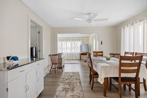 More counter space to the left and dining area to the right.