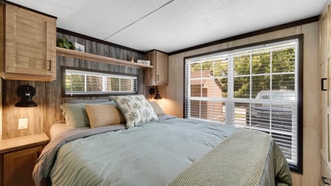 Main bedroom at Funky Island, offering comfort and a relaxing atmosphere.