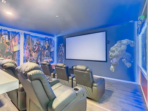 Watch your favorite movie in Avengers theater room