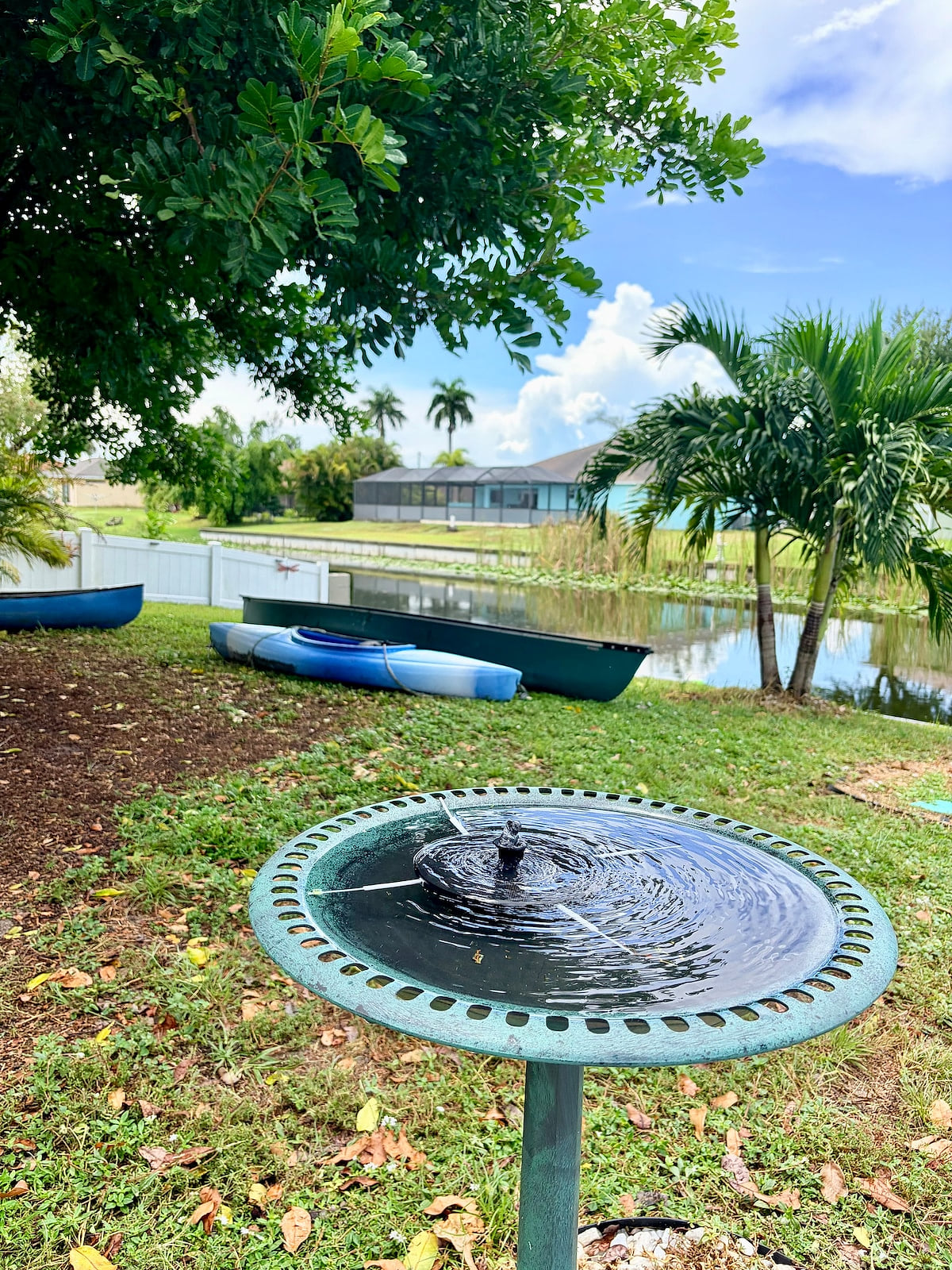 Peaceful bird bath fountain