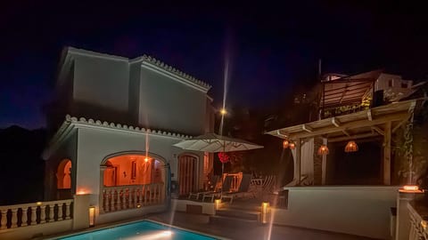 Serene night by the poolside
