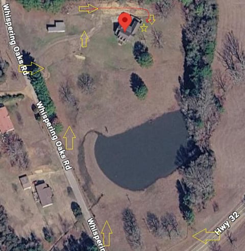 #Directions, follow yellow arrows to behind the brick house, you can drive to rv in the back or park at any open spot on driveway and walk to back (your choice). There are two vacation rental properties on the 7 acres.