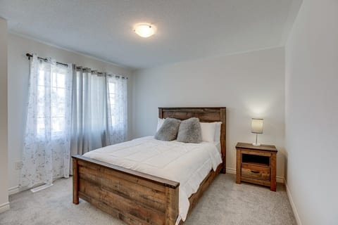 Beautiful queen size bed with a walk-in closet ￼