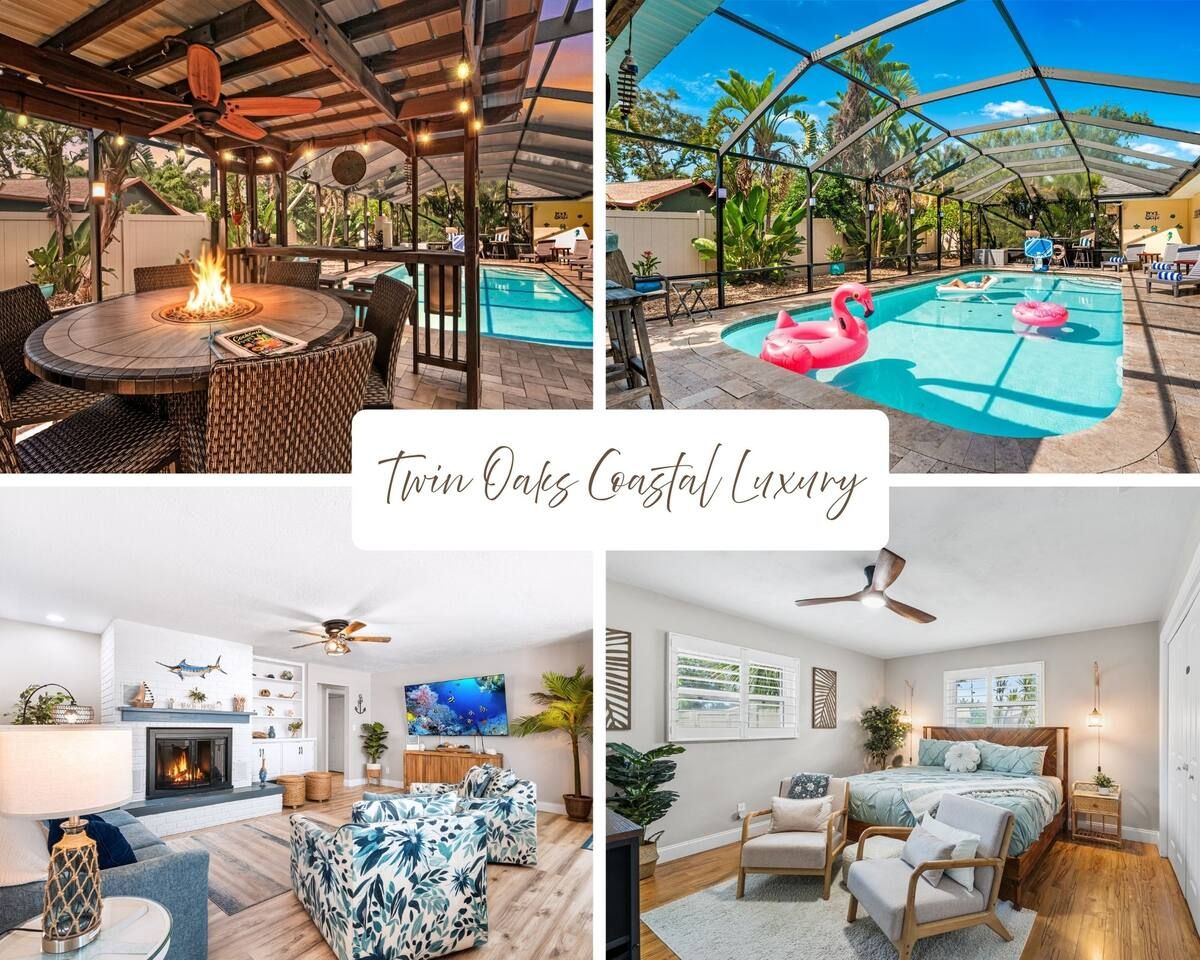 Twin Oaks | Pool, Tiki Bar, Fire Pit | 5 Min Beach