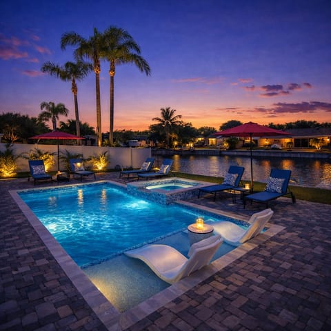 Waterfront, Spa, Htd Pool, Billiards, Lanai, Canal