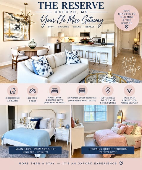 Stylish 3BR Near Ole MISS