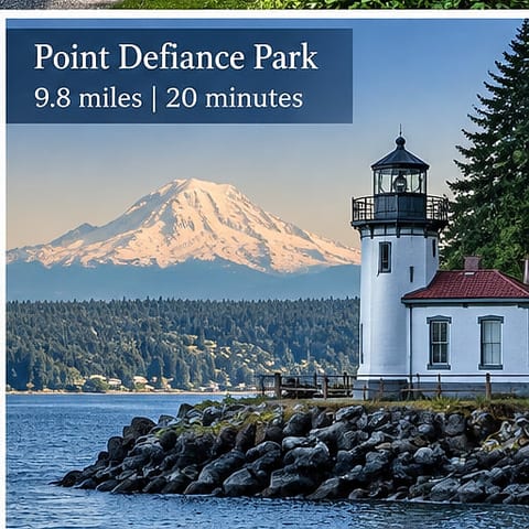 Point Defiance Park just 20 minutes away with iconic waterfront views