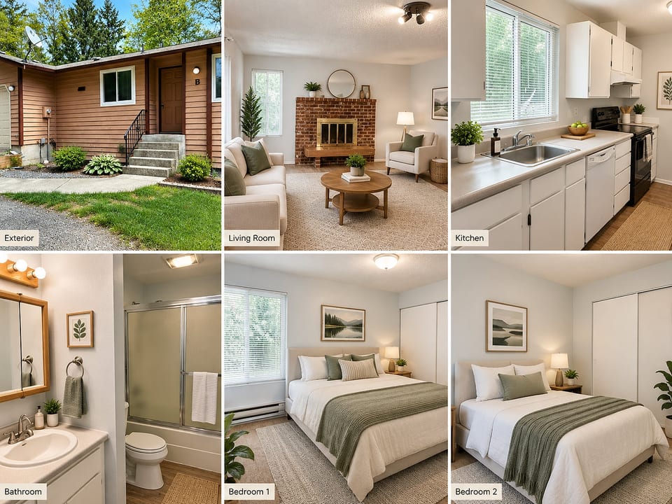 Cozy 2-bedroom home with fireplace, bright kitchen, and inviting interiors