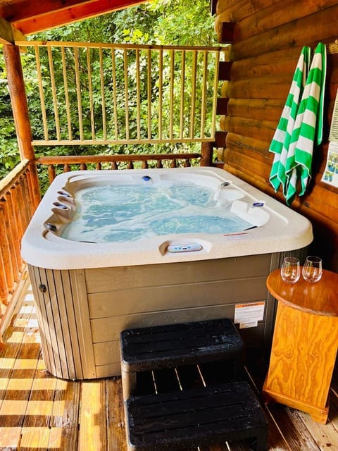 New private hot tub with scenic mountain views