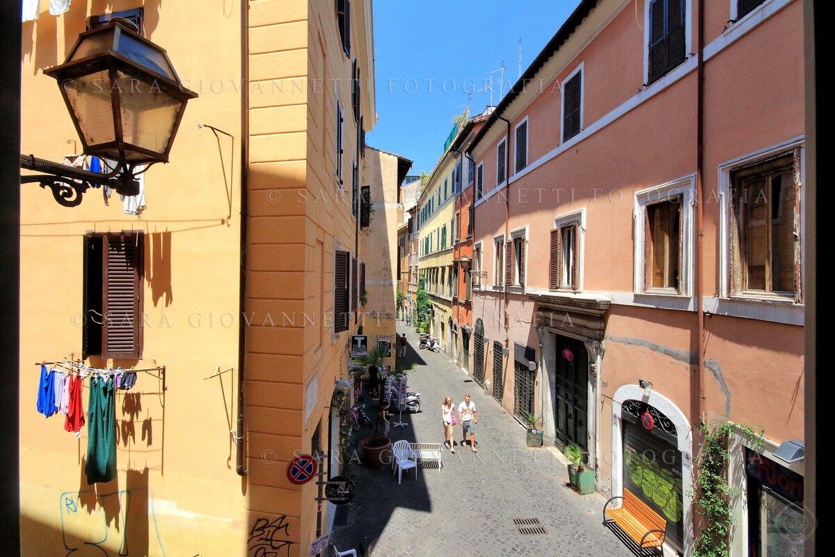 view from the window.
This photo was taken on Sunday morning with few people walking but normally there are more people walking