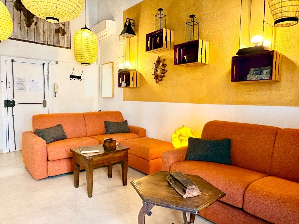 living room with 2 double sofa bed