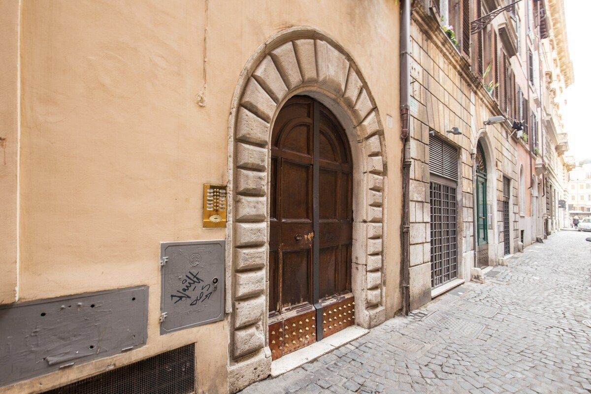 Here we are, the entrance to the palace.
Historic building in 1500
Vicolo del Governo Vecchio n. 6.
We are in the heart of the historic center of Rome but in an alley away from the noise and extremely safe