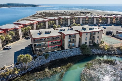 Our condo with view of the marsh. Easy walk to beach. 