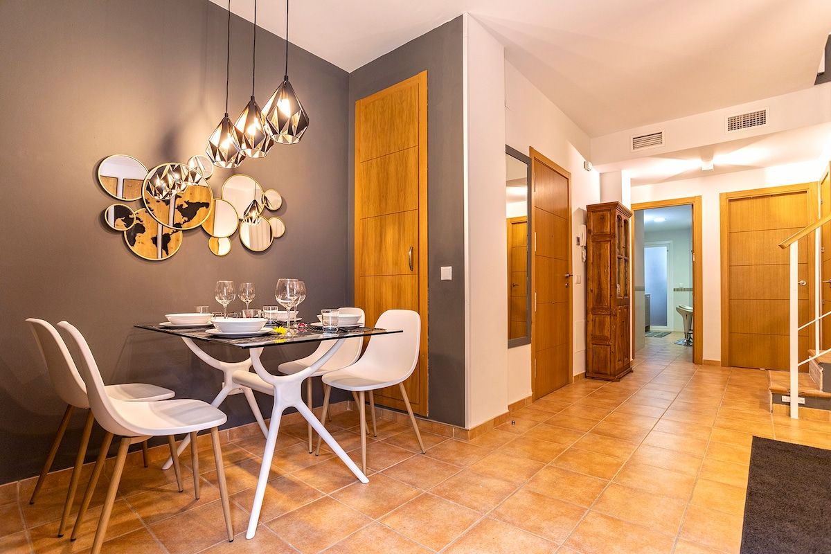 view of the living room with dinner table