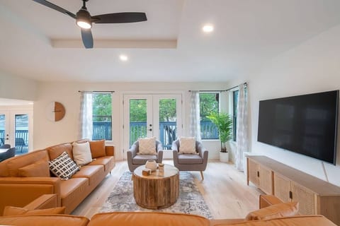Upstairs living room with views overlooking the lake.