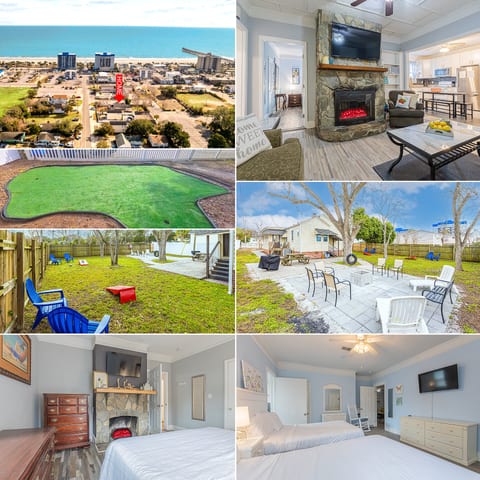 Spacious beach-area home with fireplace, big yard, and outdoor hangout space