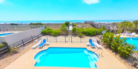 Ocean-view pool with private beach boardwalk access