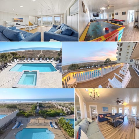Oceanfront retreat with pool, hot tub, game room & rocking-chair balcony views