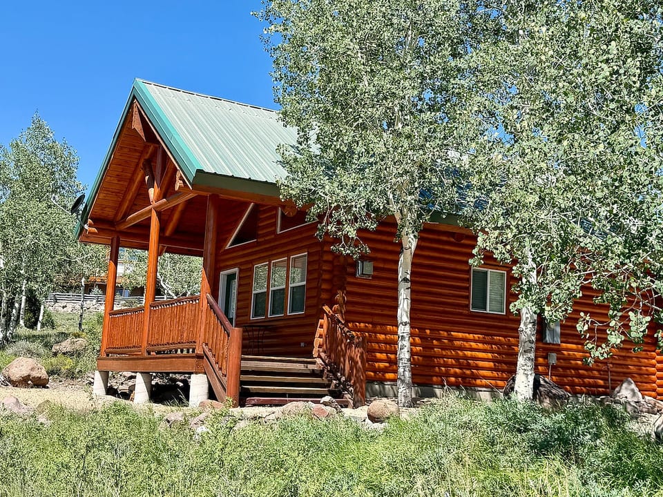 Charming log cabin surrounded by nature