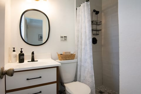 Modern bathroom with walk-in shower