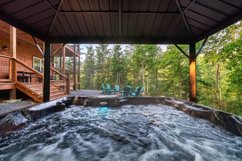 Soak away the day in the private hot tub, tucked beneath the trees with front-row seats to the sunrise.