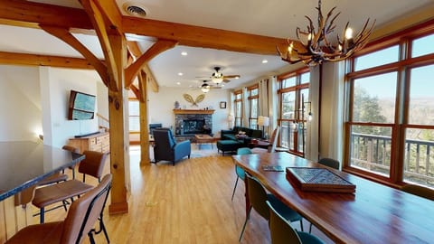 Open floor plan of the Dining Room into the Living Room