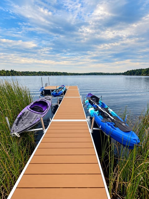 Private dock with 3 kayaks.