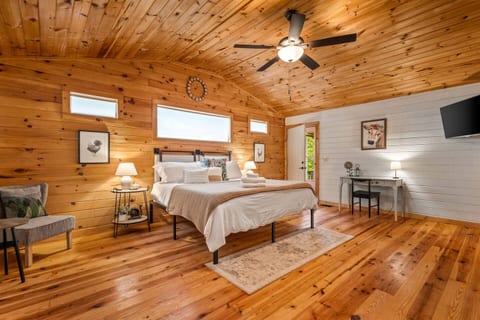 Brand new memory foam, king-sized mattress with soft and luxurious linens. Master suite includes an attached bathroom with double sinks.