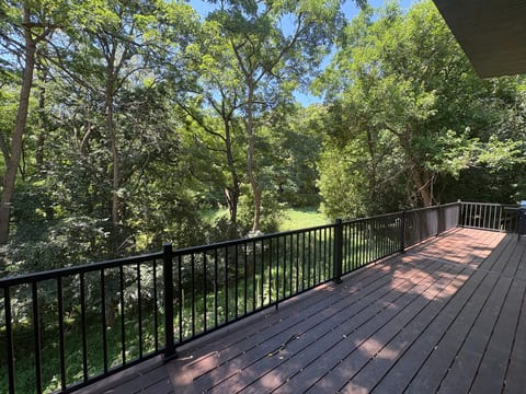 eaceful wooded views from the deck—one of our favorite spots to slow down and enjoy the Driftless surroundings.