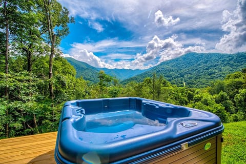 Cabin w/ Fire Pit, Hot Tub & Game Room and View!