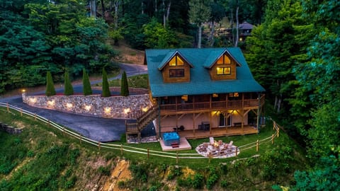 Cabin w/ Fire Pit, Hot Tub & Game Room and View!