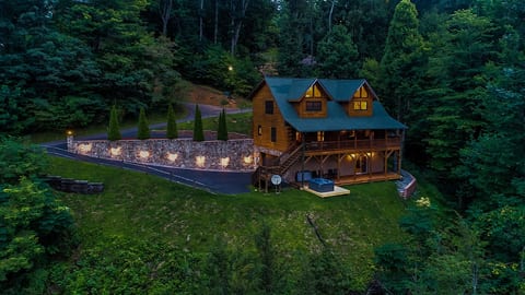 Cabin w/ Fire Pit, Hot Tub & Game Room and View!