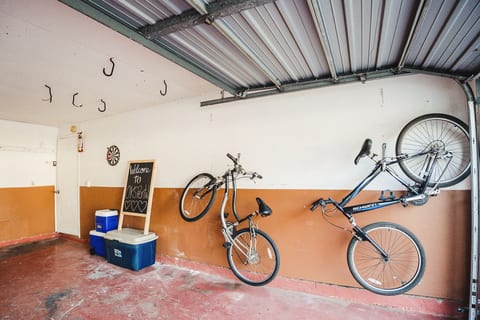 4 bikes are provided with Helmets. 2 adults and 2 kids bike.