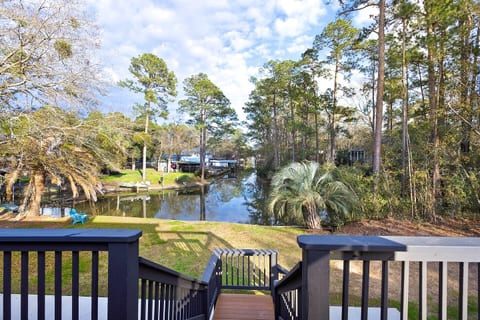 Waterfront views from the upstairs deck, overlooking the waterway that connects to Weeks Bay.