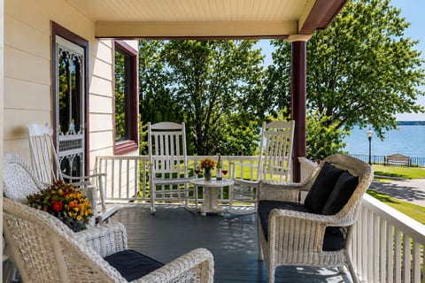 Peaceful porch overlooking the Lake Michigan shoreline