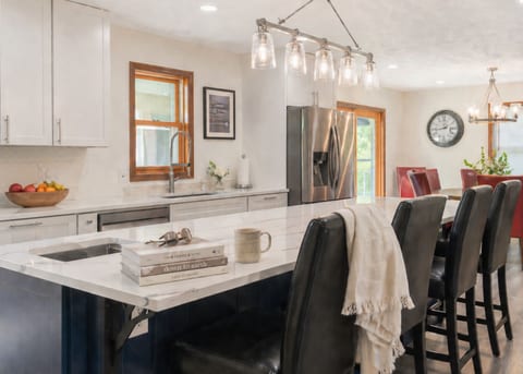 Spacious modern kitchen with large island and ample seating