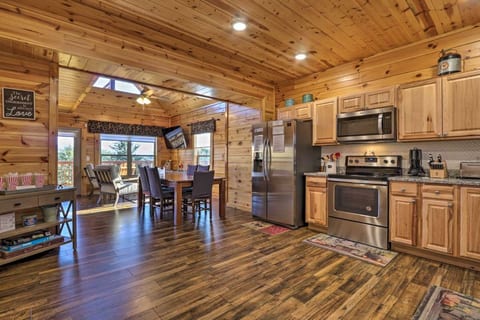 Fully stocked kitchen includes quality knives and cookware, drip and Keurig coffee makers, toaster, waffle maker and mixer.