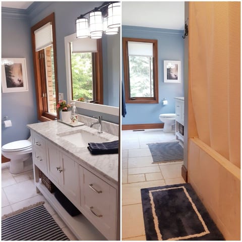 Master bathroom. Large deep tub and shower.