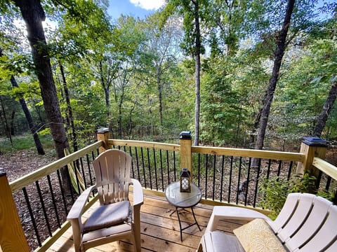 Cozy cabin welcome station with guest book and local adventure guides