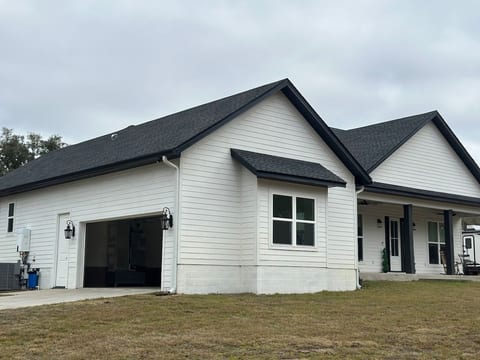 Garage entrance and front of home