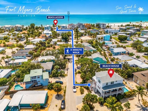 Just a 4-minute walk from The Shell House to beach access—an easy stroll to the sand and Gulf.