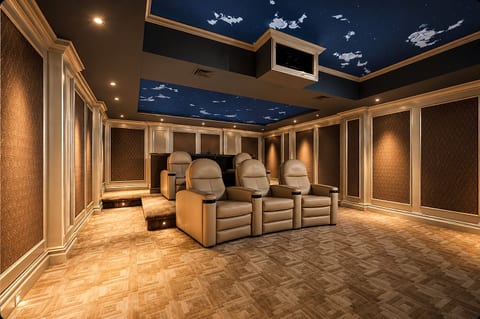 Private luxury home theater with recliner seating for unforgettable movie nights
