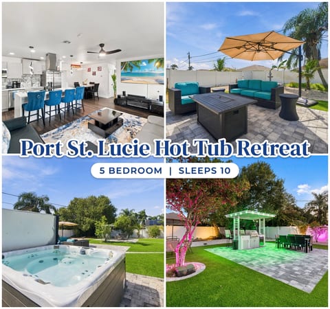 5BR Port St. Lucie retreat with hot tub, patio lounge & backyard dining