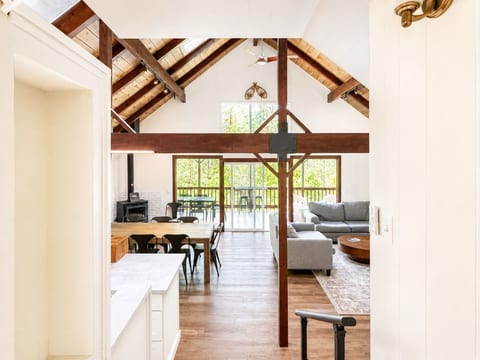 Vaulted Great Room with fireplace and open-concept living