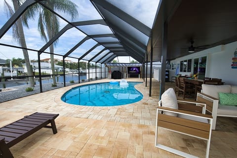 Spend sunny days by the private pool, whether you’re cooling off, floating around,