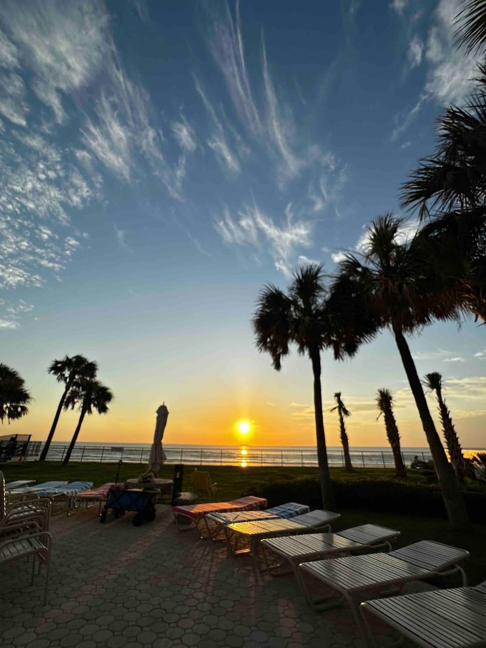 Sunrise over the pool.