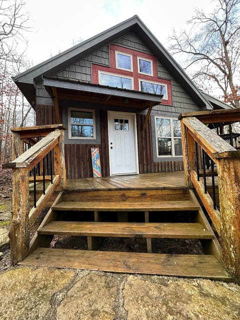 front of cabin. we do have steps.