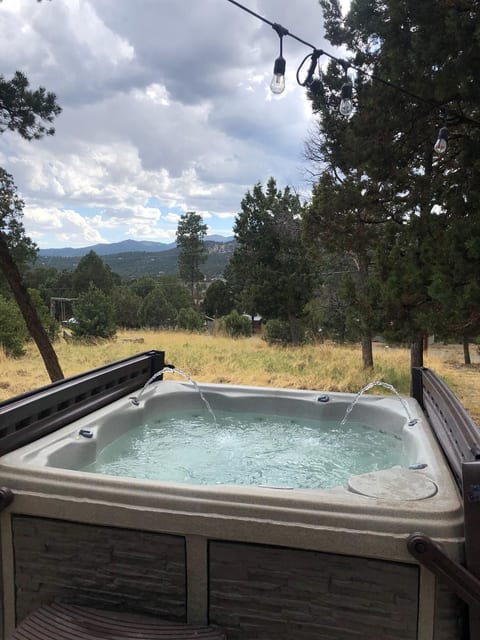 Bubble your cares away with a lovely mountain view!