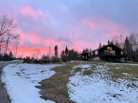 Colorful evening sunset in late winter